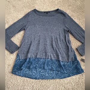 Zac & Rachel Blue Paisley Hi-Lo Tunic Top Women’s Large NWT